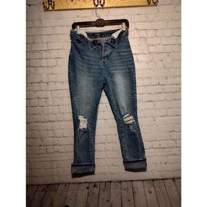 American Bazi fold top distressed ankle jeans size small*